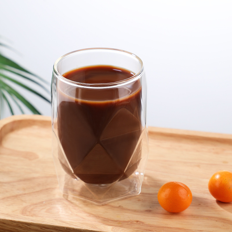 Gelas kaca berinsulasi ganda berdinding ganda tahan panas sederhana